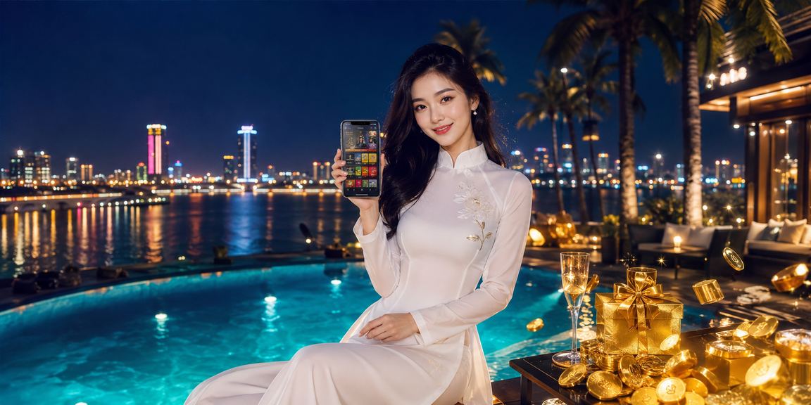 Người dùng Sài Gòn trải nghiệm ứng dụng casino e200 trong trang phục áo dài truyền thống