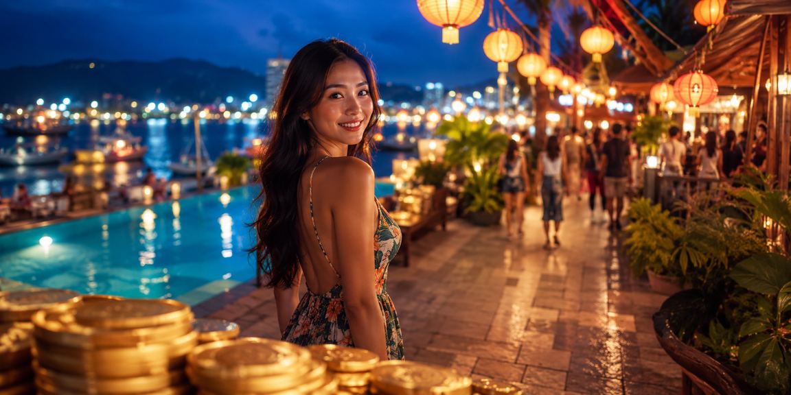 Không khí sôi động tại chợ đêm Vũng Tàu, người dùng kiểm tra khuyến mãi casino trên điện thoại